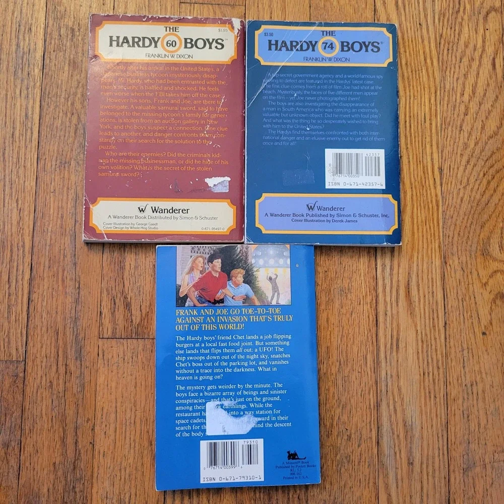 Hardy Boys 3 Paperback Book Lot Mystery Samurai Tic-Tac-Terror COSMIC KIDNAPPING